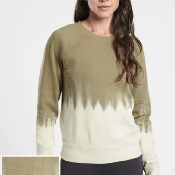 Athleta Sundown DIP Dye Sweatshirt Shadow Olive Top P4828 - Picture 1 of 8